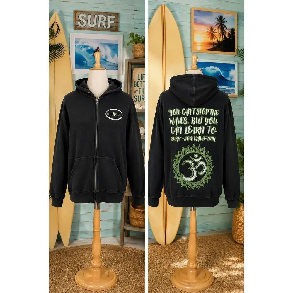 Chozen Surf Zen Jacket Mens Medium Black Full Zip Graphic Sweatshirt